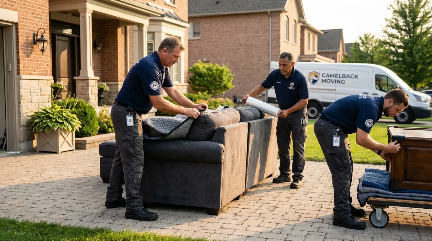 Large estate moving crew wrapping furniture in Malvern, OH